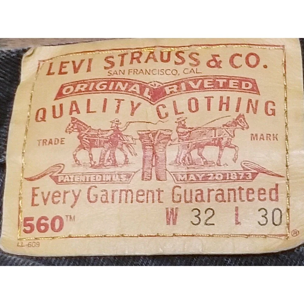 Levi's 560 Jeans Men Size 32x30 Black Dark Gray Denim Vtg Made In USA (31x28.5)